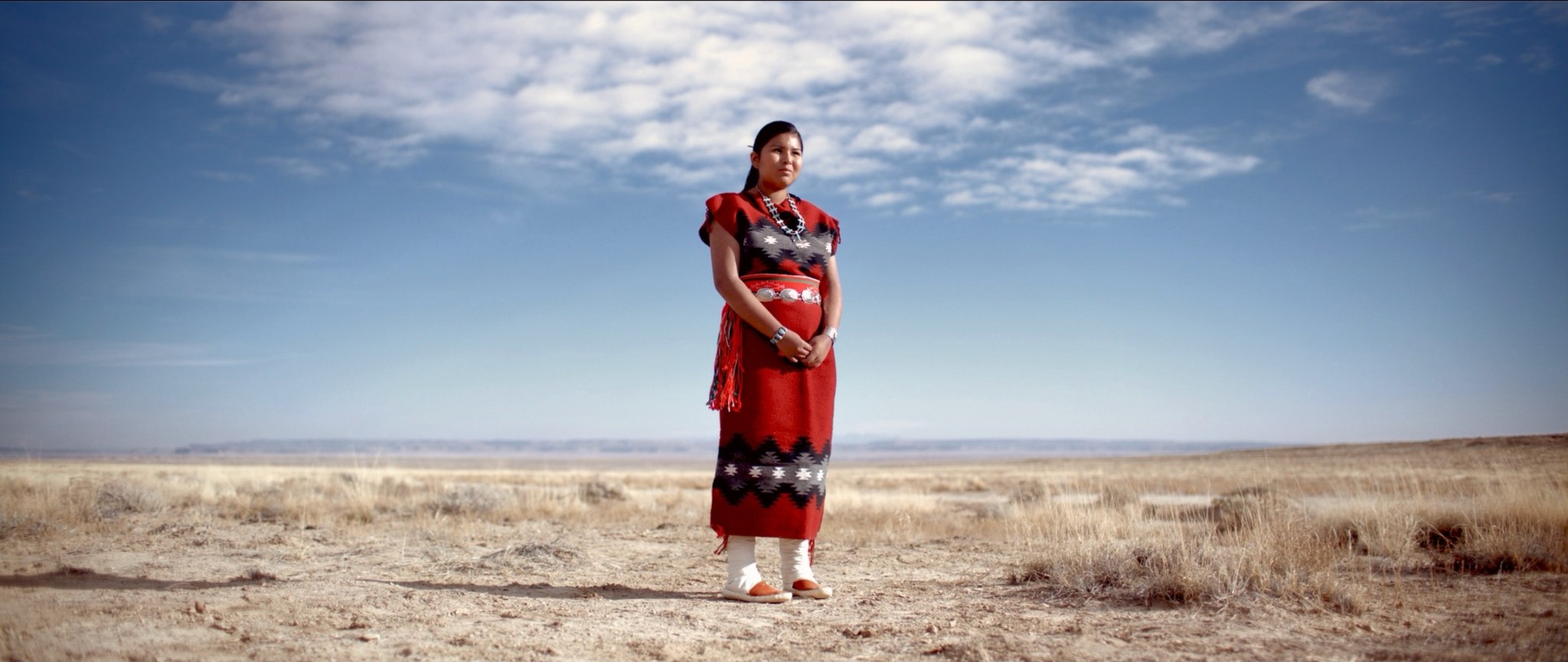Portrait of a Navajo girl at Ship Rock in New Mexico