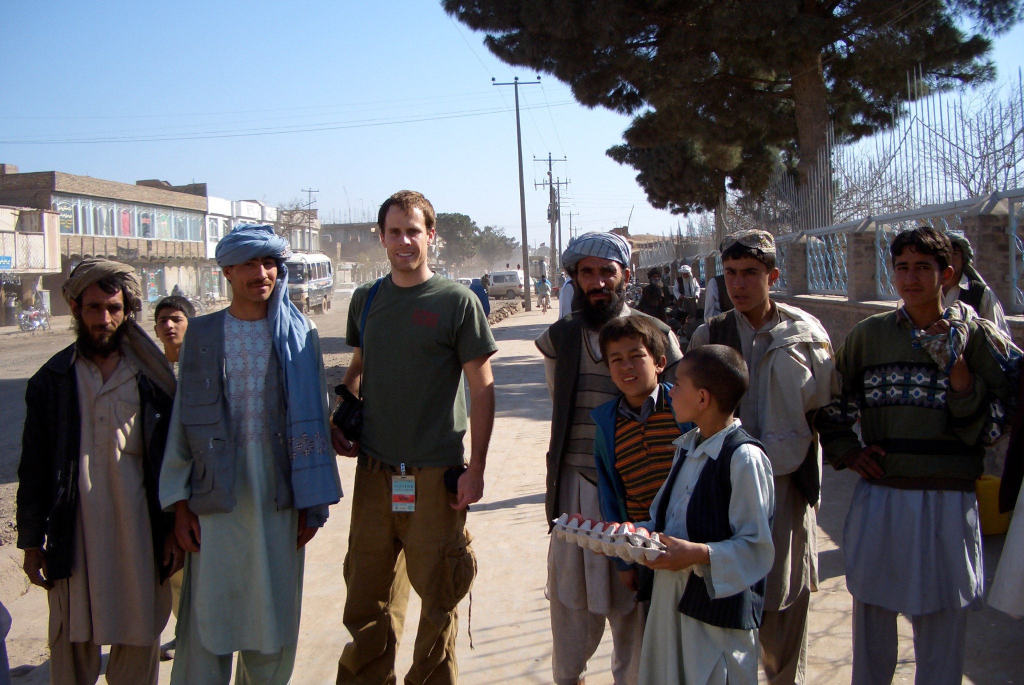 Todd Sansom filming in Herat Afghanistan for Combat Films and Research in 2005 filming with Sony PD170